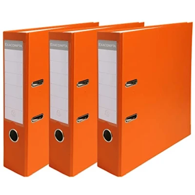 Image de Exacompta Réf. 918414SE Lot de 3 classeurs à levier dos 80mm format classer A4 extérieur en polypropylène / intérieur papier orange