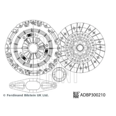 Image de BLUE PRINT ADBP300210 Kit d&#039;Embrayage à trois pièces avec graisse synthétique fourchette d&#039;embrayage, butée de débrayage 241mm