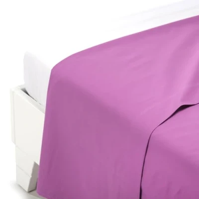 Image de Caleffi Coton uni Drap de Dessus, orchidée, pour lit Double
