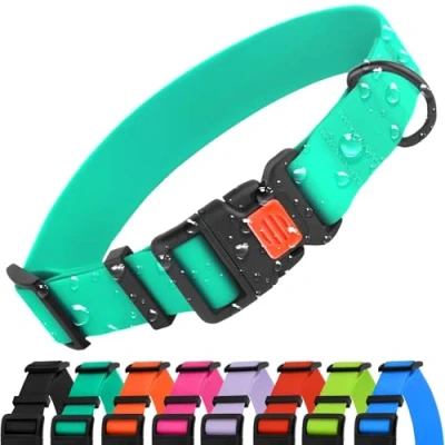 Image de CollarDirect Collier Colorés Imperméables Réglable pour Chien Animaux de Compagnie Petits et Grands Chiens Rose Noir Bleu Menthe Vert Orange (Menthe Vert, 25 33 cm)