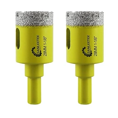 Image de Foret Diamant Sec Set 2 pièces 28mm SANLEETEK Trépan avec Tige Triangulaire pour Céramique Porcelaine Granit Marbre Quartz Grès