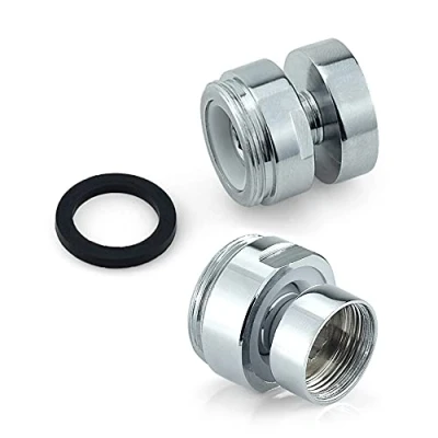 Image de HATOOLHA® Lot de 2 adaptateurs robinet pivotants, filetage en laiton à 360 degrés, connecteur aérateur (filetage femelle vers mâle, 16 mm 22 mm)