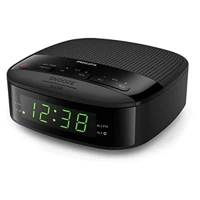 Image de Philips Audio R3205/12 Radio réveil, FM (Double Alarme, Arrêt programmé, numérique, Forme compacte, Batterie de Secours, Jusqu&#039;à 10 présélection)
