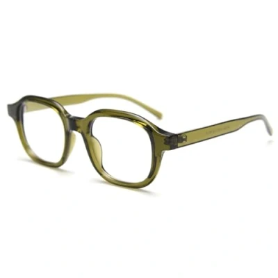 Image de kachawoo Verres rétro pour hommes et femmes TR90 Monture carrée Lunettes transparentes épaisses, Vert avec transparent, L