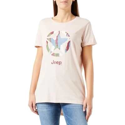 Image de JEEP O102927 P558 J T Shirt Oversize Femme Impression Star Fond écorce Camouflage Manches à Revers J23W Powder Rose L