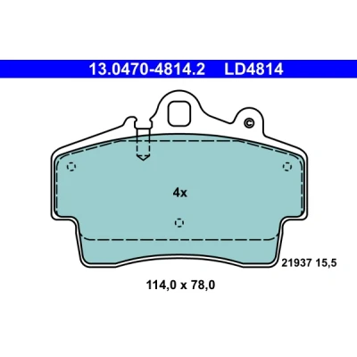 Image de ATE Ceramic 13.0470 4814.2 Jeu de plaquettes frein préparé pour indicateur d&#039;usure, contact signal d&#039;usure exclu PORSCHE: Cayman, Boxster
