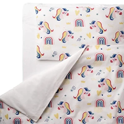 Image de FlyIdeas Housse de Couette Enfant + Taie Lit Bebe, 120x150 cm Parure 100% Coton Certifiè Alese et Berceau, Made in EU