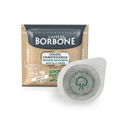 Image de Caffè Borbone Dosette Compostable, Emballage Recyclable, Mélange Noir 100 Dosettes de Café Système ESE