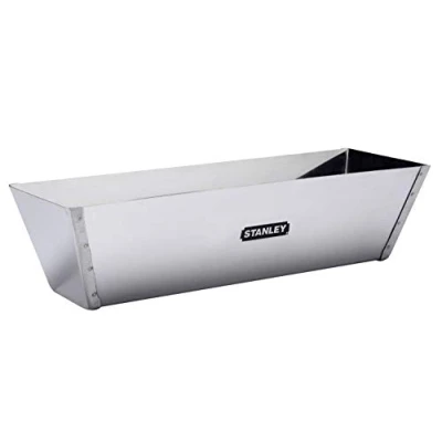 Image de STANLEY Bac à Enduit en Acier Inoxydable 305 mm Robuste et Résistant Forme Incurvée avec Bords Fins Solides Peu Emcombrant STHT0 05867, Argent