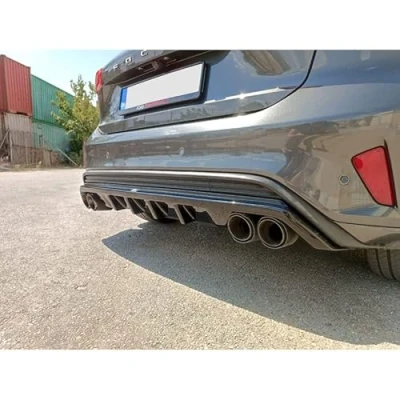 Image de Jupe arrière (Diffuseur) compatible avec Ford Focus IV ST/ST Line HB 2018 2022 (ABS Noir Luisant)