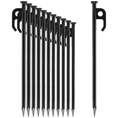 Image de com four® 12x Piquets de Tente en Acier Longs et Robustes pour Le Camping l&#039;extérieur 30 cm