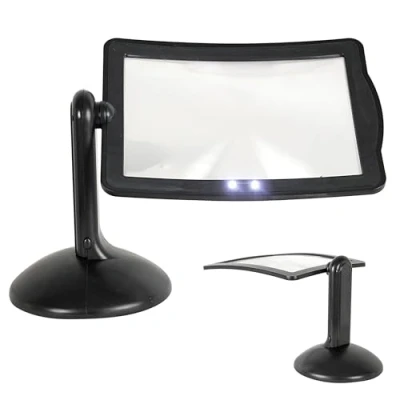 Image de Loupe de lecture Grande Lentille Rotative 360 Grossissement x3 2 Lumières LED Noir