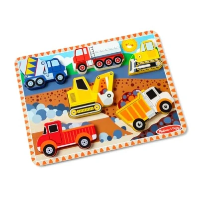 Image de Melissa &amp; Doug Puzzle À Grosses Pièces En Bois Construction, Cadeau pour enfants de 2 3 4 ans, Jouets d&#039;éveil et 1er âge, d&#039;activité développement, Jouet éducatif, classique
