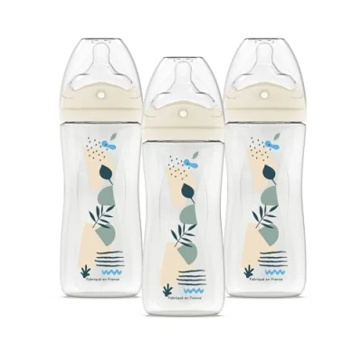 Image de DODIE Lot de 3 Biberons Tetine Multi Perforée, anti colique, 330mL, Bleu