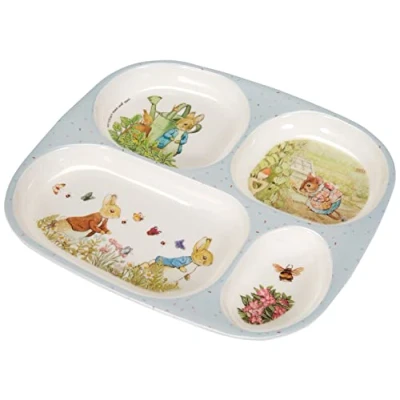 Image de Petit Jour Paris Plateau à compartiments Pierre Lapin Diversification alimentaire BP935P, Multicolore Pour Enfant 6Mois+ Mélamine Sans BPA 24 x 21 Lavable Au Lave Vaisselle