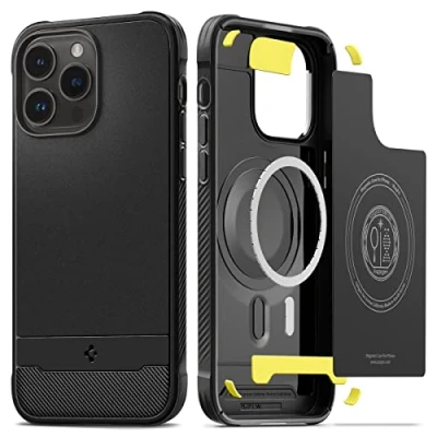 Image de Spigen Rugged Armor Magfit Coque pour iPhone 14 Pro Max MagSafe Noir Mat
