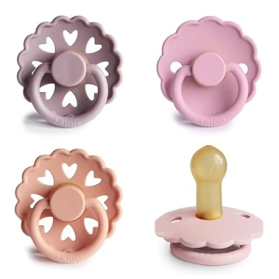 Image de FRIGG Multipack Sucettes en Latex Lot de 4 Caoutchouc Fabriqué au Danemark Sans BPA Tétine Cerise Symétrique (Sunset Bliss, Taille 2 (6 18 Mois))