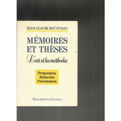 Image de MEMOIRES et THESES. L&#039;art les méthodes Livre d’occasion Bon