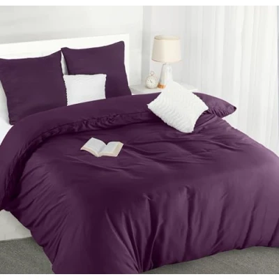 Image de Utopia Bedding Housse de Couette 220x240 cm avec 2 Taies d&#039;oreiller 65x65 (Pourpre) Parure lit 220 x 240 Ensembles Housses en Microfibre brossée Douce