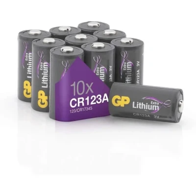 Image de Piles CR123A Lot de 10 GP Extra Batteries Lithium CR 123A 3V Longue durée et Haute Performance pour dispositifs Quotidiens gourmands en énergie
