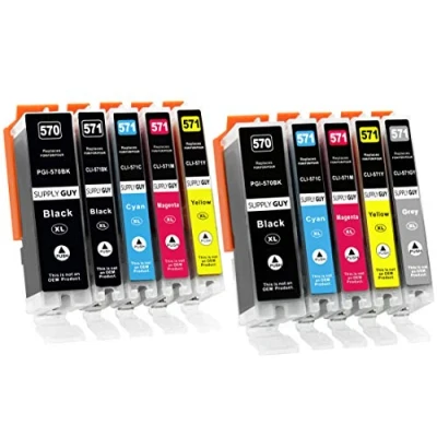 Image de Supply Guy 10 Cartouches d&#039;encre avec Puce Compatible Canon PGI 570 / CLI 571 pour Pixma MG7750 MG7751 MG7752 MG7753 TS8050 TS8051 TS8052 TS8053 TS9050 TS9055