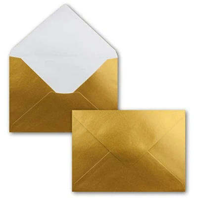 Image de Mini enveloppes FarbenFroh by Gustav Neuser Dimensions : 5,2 x 7,6 cm Avec colle à humidifier Pour cartes de vœux et cadeaux 25 Umschläge 28 Gold Metallic