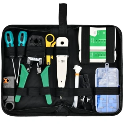 Image de MAMIELIZ Testeur de Network Réseau Câble Kit, Ensemble d’Outils avec RJ45 Pour Sertir les Connecteurs RJ11 Cat5, Approprié au Bricolage, Ménage, à l&#039;Usine