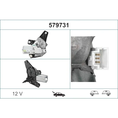 Image de VALEO ORIGINAL PART 579731 Moteur d&#039;Essuie Glace 12 arrière pour direction à droite/à gauche RENAULT: TRAFIC 3, 2 Kasten, Bus