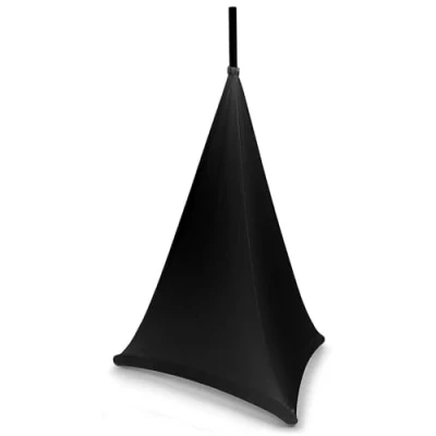 Image de BeamZ LSS07B Housse pour Pied d&#039;Enceinte, Tissu Noir Extensible dans les 4 Sens Ajustement, 70cm de Haut, Look soigné et Professionnel
