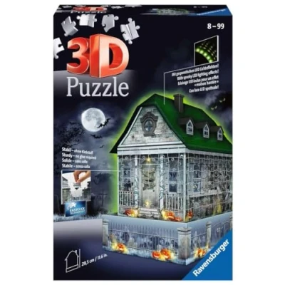 Image de Ravensburger Puzzle 3D Building Maison hantée d&#039;Halloween illuminée A partir de 8 ans 216 pièces numérotées à assembler sans colle Accessoires finition inclus 11254