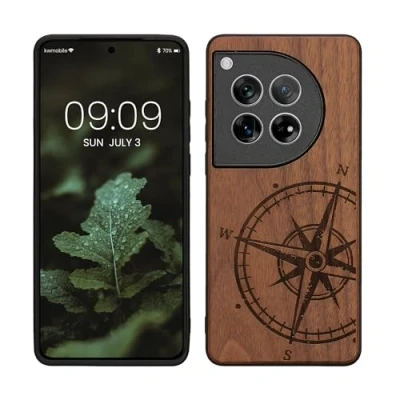 Image de kwmobile Housse Compatible avec OnePlus 12 Coque Étui de Protection Rigide Antichoc Cadre en TPU Brun foncé