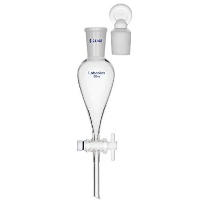 Image de Labasics 60ml Ampoule à Décanter Conique en Verre Borosilicate avec Robinet PTFE, Separatory Funnel Entonnoir Laboratoire
