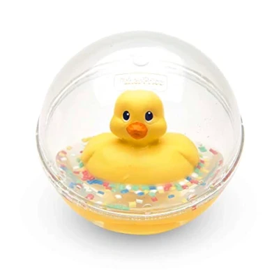 Image de Fisher Price Balle d&#039;Eau Canard Jouet pour le Bain, Nouveau Né Ou Bébé, Remplie de Petites Perles Colorées, 6 Mois et Plus, Jaune, 75676