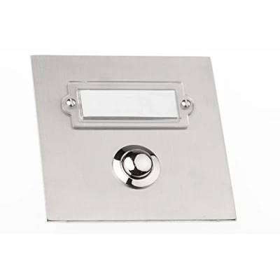 Image de HUBER bouton de sonnette en métal avec plaque signalétique I laiton chromé poussoir