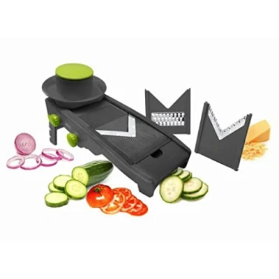 Image de Nerthus FIH 321 Mandoline de Coupe en V, PP, ABS, S, Silicone et Pom, Gris Vert, 34 x 12 15 cm, 4 Unités