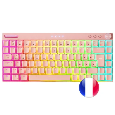 Image de Mars Gaming MKCLOUD, Clavier Mécanique Sans Fil RGB Rose, Ultra compact 75%, Switch Outemu SQ PRO Bleu, Langue Français