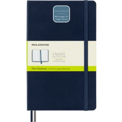 Image de Moleskine Carnet de notes Classique Augmenté, Pages Ordinaires, Couverture Rigide et Fermeture Elastique, Grand Format 13 x 21 cm, Couleur Bleu Saphir, 400