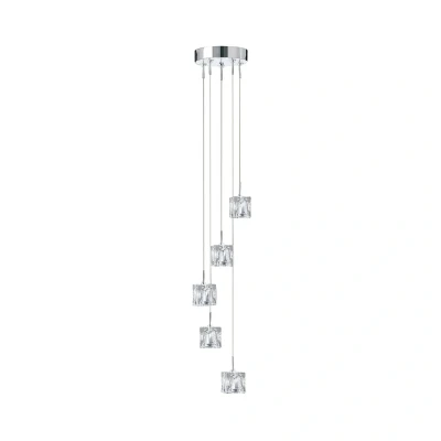 Image de Searchlight Suspension LED Ice Cube, 5 lampes, chrome, verre cristal