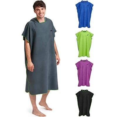 Image de Fit Flip Serviette Poncho de Plage légère et compacte Aussi comme Peignoir Piscine, Femme Homme Taille: L Couleur: Gris foncé Vert