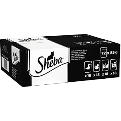 Image de Sheba Mini Filets en sauce pour chat adulte Nourriture humide chats sélection à la volaille Sachets fraîcheur 72 x 85g