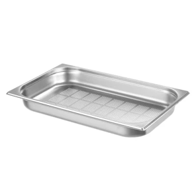 Image de HENDI Bac Gastronorme, GN 1/1, avec fond perforé uniquement, récipient GN, empilable, bords lisses, résistant à la température de 40 300C, 9L, hauteur: 65mm, inox