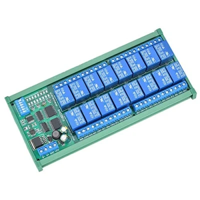 Image de Carte d&#039;extension de PLC 16 canaux relais 12 V 10A RS485 pour Modbus(R4D3B16 R with DIN rail box)