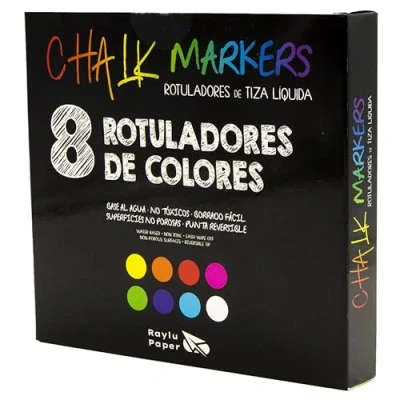 Image de RAYLU PAPER marqueurs à craie liquide effaçable et pointe réversible, pour tableau noir base d&#039;eau, idéal les tableaux blancs, le verre, la céramique.