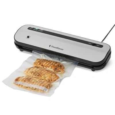 Image de Emballeuse sous vide compacte FoodSaver Fraîcheur garantie jusqu’à 5x plus longtemps* 50% + compacte** 1 rouleau (28 cmx2,43 m), 2 sacs à sceller (0,94 l), zip l) VS1290X