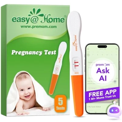 Image de Tests HCG Détection Grossesse Bâtonnets: de Précoce Easy@Home 5 10mIU/mL Résultats Précis pack Midstream s’Intégrer avec Premom APP
