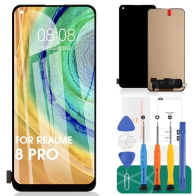 Image de Écran LCD pour Oppo A74 4G Tactile A94 5G Realme 8 Assemblage du numériseur Reno4 SE Kits de réparation(Noir)