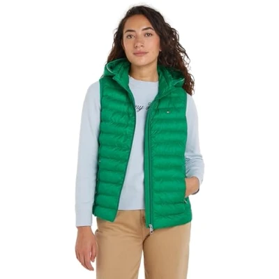 Image de Tommy Hilfiger Femme Veste sans Manches Padded Global Stripe Matelassée, Vert (Olympic Green), M