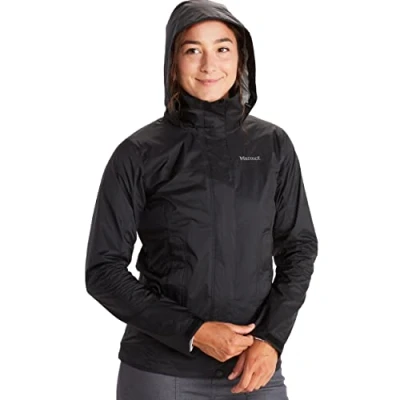 Image de Marmot Wm&#039;s Precip Eco Jacket Veste de pluie Hardshell, imperméable ultra léger, coupe vent, à l&#039;eau, Respirante Femme Black FR: L (Taille Fabricant: L)