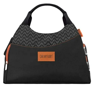 Image de Badabulle Sac à Langer Multipocket Noir Nombreux Rangements Complet avec Bandoulière