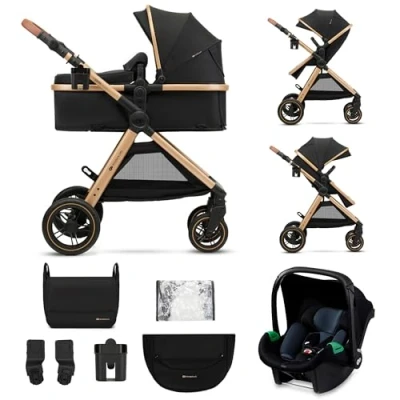 Image de Kinderkraft ESME Siège auto 3 en 1 avec porte bébé Mink PRO I Size, système de voyage, poussette bébé, pliable, pour nouveau né jusqu&#039;à 4 ans, Noir